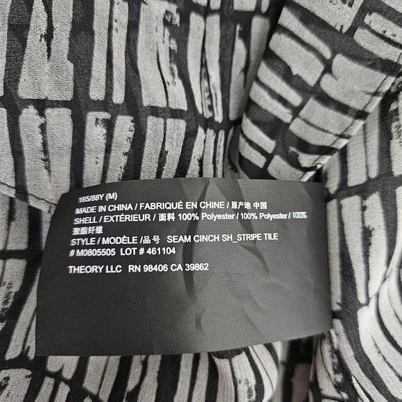 Theory Seam Cinch Shirt Sheer Gray Stripe Long Sleeve Button Collared Top - Picture 7 of 8